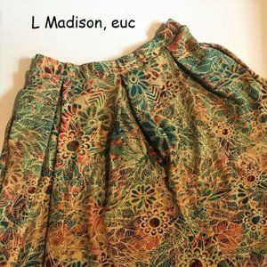 L Lularoe Madison skirt, tie-dyed flowers